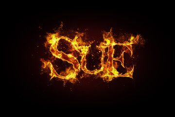 Sue name made of fire and flames