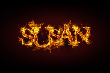 Susan name made of fire and flames