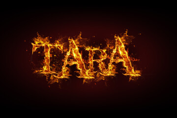 Tara name made of fire and flames