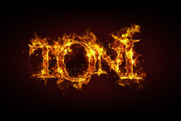 Toni name made of fire and flames