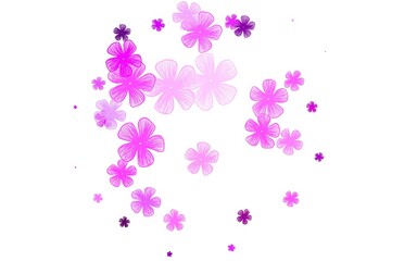 Plakat Light Pink vector doodle pattern with flowers.