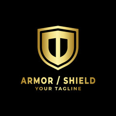 Golden Armor Shield Logo Vector