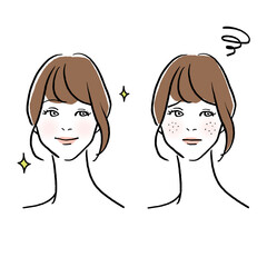 肌トラブルを抱える女性のイラスト