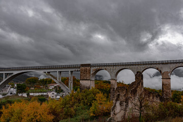 Naklejka na ściany i meble Isernia, Molise, Italy. Santo Spirito railway bridge. View
