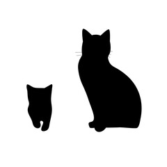 black cat and kitten silhouette