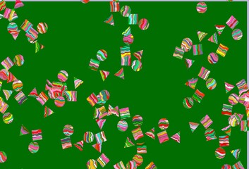 Light Multicolor, Rainbow vector background with triangles, circles, cubes.