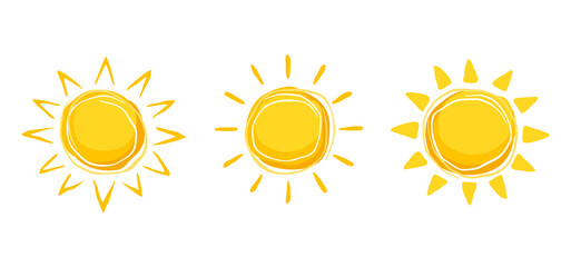 Sun in drawn style for emblem or logo