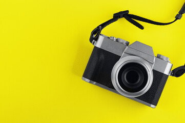 retro camera on Illuminating and Ultimate gray Pantone color of the year 2021