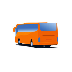 Orange bus with shadow vector illustration