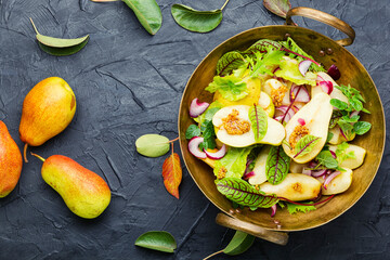 Autumn salad with pear.Healthy food