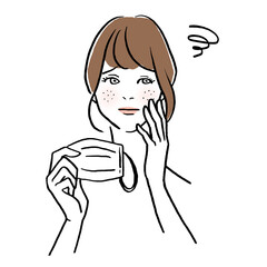 マスクをつけた後の肌トラブルに悩む女性のイラスト