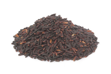 Heap of black rice isolated on white background