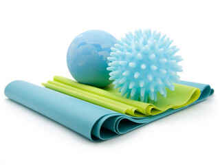 Blue massage balls and sport rubbers