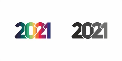Year 2021 Typography- Happy New Year Banner - Illustration