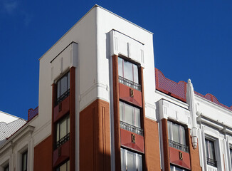 Obraz premium Beautiful corner of an Art Deco building in Gran Via. Madrid.