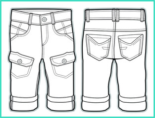 Toddler Pants. Children fashion flat sketch