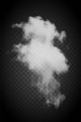 Fotobehang Realistic vector white smog isolated on black transparent background. Special mist cloudiness effect. Smoke cloud, chemical haze, smell, fog. © backup16