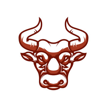 Bull head sign. Design element for logo, label, sign, emblem. Vector illustration