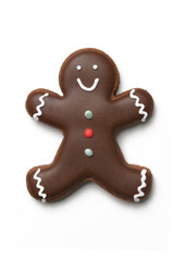 Gingerbread man cookie isolated on white background. Serie of photos. 