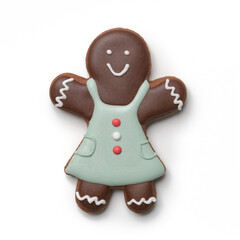 Gingerbread man cookie isolated on white background. Serie of photos. 