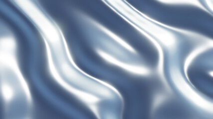 Silver chrome metal texture with waves, liquid silver metallic silk wavy design, 3D render illustration.