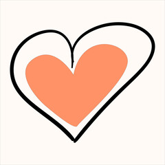 Valentine's Day. Hand drawn heart in doodle style. Vector illustration