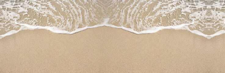Banner with sea and beige sand. Summer, travel, seascape, holiday, vacation concept. Place for your design.