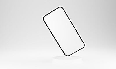 Realistic mobile phone smartphone mockup isolated on white background.3D Illsutration.