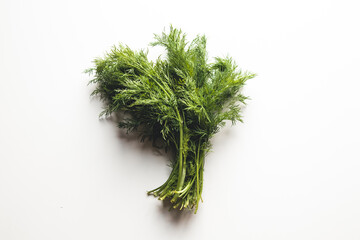 Fresh dill on a white background. Healthy food