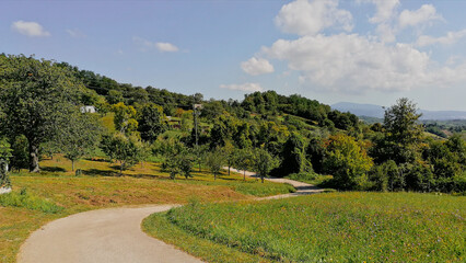 Country road in Klake, village near Samobor in Croatia