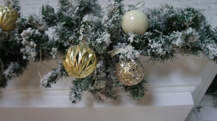 New Year's interior, Christmas wreath, New Year's kitchen
