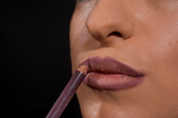 Professional makeup on lips