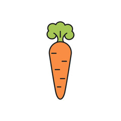 Carrot, icon popular vegetable. Simple vector illustration, filled outline.