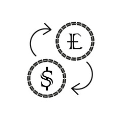 Exchange dollar for yen icon. Finance vector stock illustration isolated on white background eps10