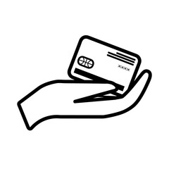 Credit card in hand icon. Finance vector stock illustration isolated on white background eps10