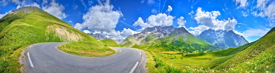 View of a road in summer Alps