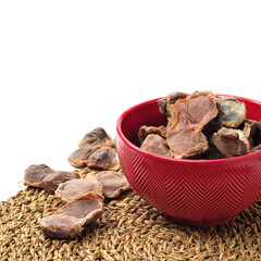 Chinese Waxed Salted Chicken gizzard  on white background