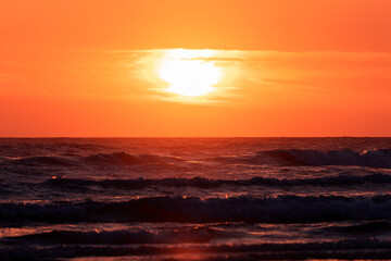 Sunrise over ocean view from beach. Gold Coast, Australia