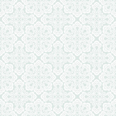 Seamless grey background with white pattern in baroque style. Vector retro illustration. Ideal for printing on fabric or paper for wallpapers, textile, wrapping.