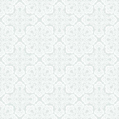 Fototapeten Seamless grey background with white pattern in baroque style. Vector retro illustration. Ideal for printing on fabric or paper for wallpapers, textile, wrapping. © bulbbright