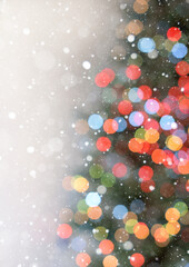 Obraz na płótnie Canvas Blurred Christmas tree background with snowflakes