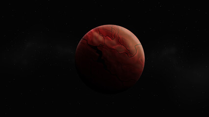 Blue ice planet art illustration. Big water planet with two moons. Popular space exploration project for future study astrology. One big alien world cartoon game design. Rare real world picture.