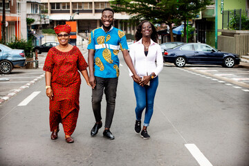 happy family holding hands