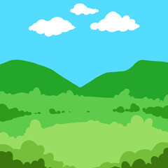 Landscape simple cartoon style wallpaper art illustration design poster
