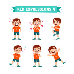 cute little kid boy in various expressions and gesture set © Colorfuel Studio
