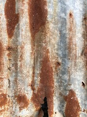 The old zinc plate is rusty and corroded