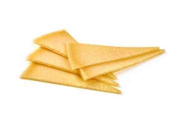 Italian parmesan Hard Cheese, isolated on white background