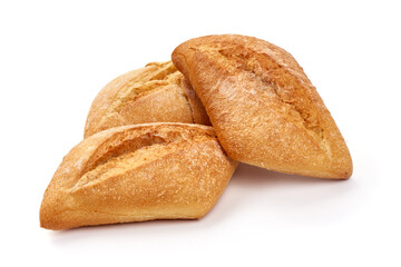 Wheat flour bread, isolated on white background