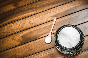 salt in the bowl and small spoon 
