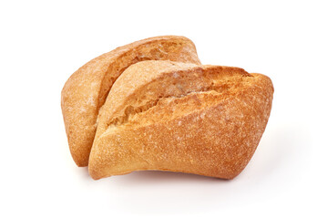 Wheat flour bread, isolated on white background